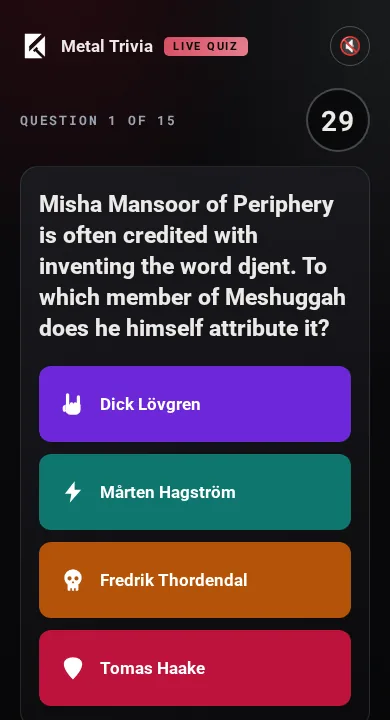 A player's phone answering the same live quiz question.